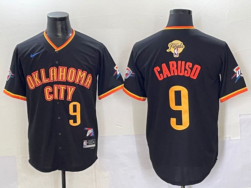 Men 2025 Oklahoma City Thunder #9 Caruso Black Nike Joint Name NBA Jersey style 26